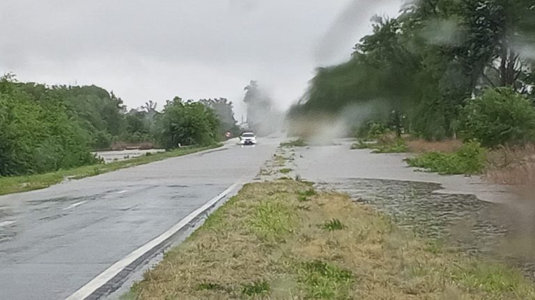 El agua avanzó sobre la ruta 35 en la zona de El Guanaco y Winifreda: circular con precaución.