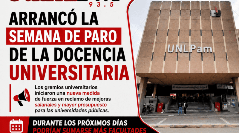 Arrancó la semana de paro de la docencia universitaria