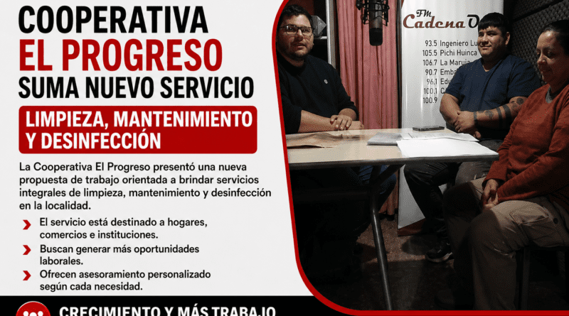 La Cooperativa El Progreso lanza un nuevo servicio de limpieza y mantenimiento en Ingeniero Luiggi