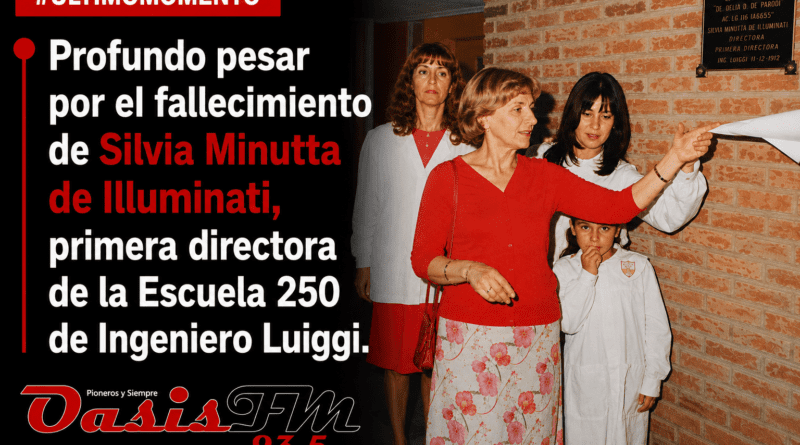 Falleció Silvia Minutta de Illuminati, primera directora de la Escuela N.º 250 de Ingeniero Luiggi.