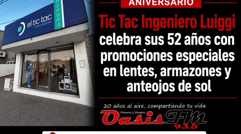 Tic Tac Ingeniero Luiggi celebra sus 52 años con promociones especiales en lentes, armazones y anteojos de sol.