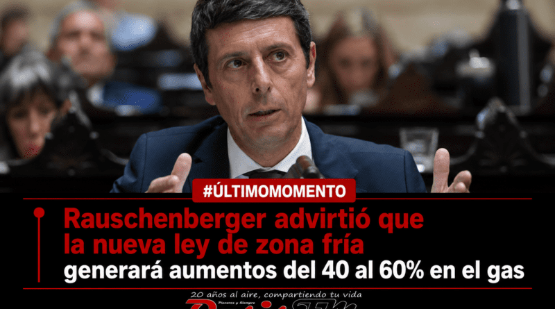 Rauschenberger advirtió que la nueva ley de zona fría generaría aumentos del 40 al 60% en el gas.