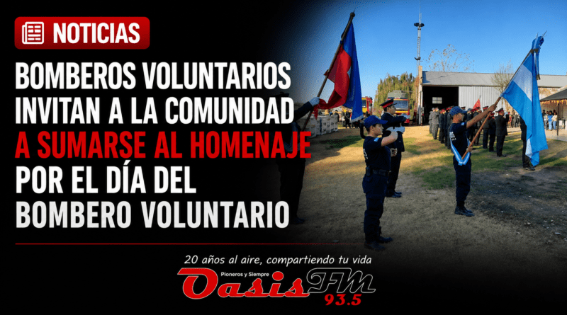 Bomberos Voluntarios invitan a la comunidad a sumarse al homenaje por el Día del Bombero Voluntario.