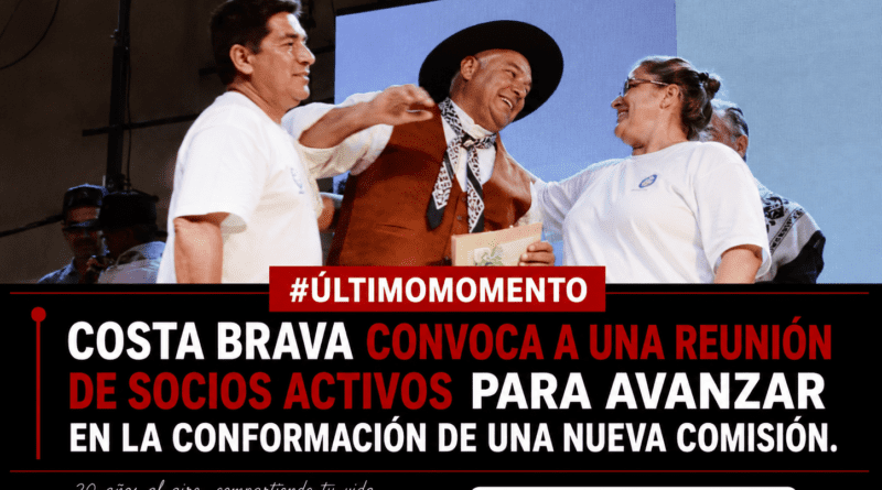 Costa Brava convoca a una reunión de socios activos para avanzar en la conformación de una nueva comisión.