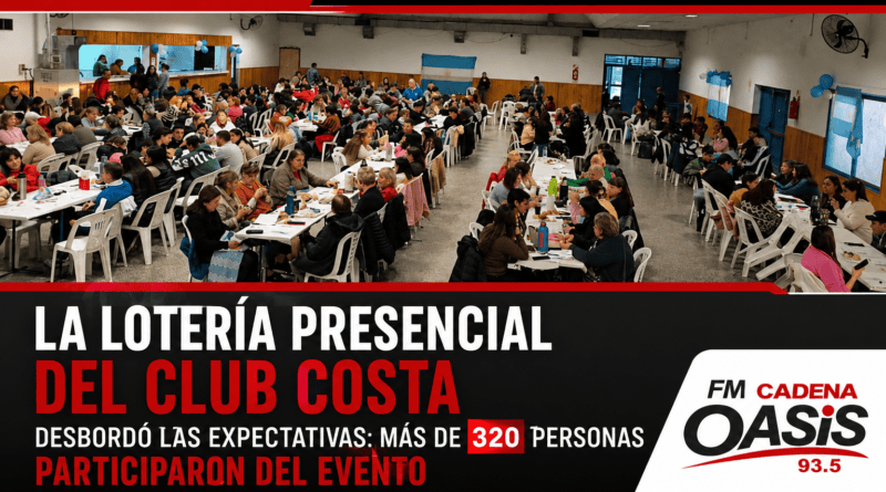 La lotería presencial del Club Costa desbordó las expectativas: más de 320 personas participaron del evento.